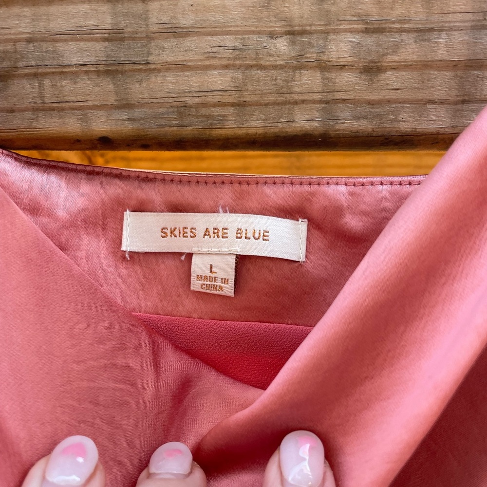 Coral silk slip dress